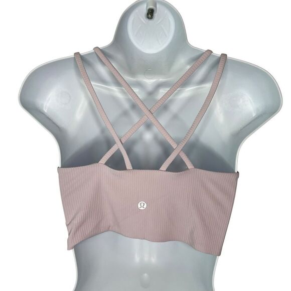 Lululemon Pink Haze Ribbed Longline Light Support Bra - Picture 3 of 8